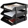 RHCSZ Leather Desk File Organizer 3Layer Stackable Tray Used to Store documents folders Stationery Magazines Newspapers Letters and Other Home Office Sundries Desktop Organization HolderBlack