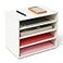EMERIT 4Tier Adjustable Paper Organizer Large Capacity Desktop Organzier for TextbooksMagazinesOffice Files Wooden Dividers 7 lbs per Shelf White