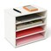 EMERIT 4Tier Adjustable Paper Organizer Large Capacity Desktop Organzier for TextbooksMagazinesOffice Files Wooden Dividers 7 lbs per Shelf White