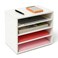 EMERIT 4Tier Adjustable Paper Organizer Large Capacity Desktop Organzier for TextbooksMagazinesOffice Files Wooden Dividers 7 lbs per Shelf White