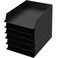Wenqik 6 Pcs Stackable Paper Trays Rectangular Plastic Desk Holder Desktop Document File Organizer Storage Letter for Office Classroom Black