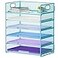 Marbrasse 6 Tier Paper Organizer Letter Tray Mesh Desk File Organizer with Handle Paper Sorter for LetterA4 Office File Folder Holder Blue