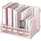 SUPEASY Desk Organizers Metal Desk Magazine File Holder with 5 Vertical Compartments Rack File Organizer for Office Desktop Classroom Home Workspace Pink Plus