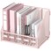SUPEASY Desk Organizers Metal Desk Magazine File Holder with 5 Vertical Compartments Rack File Organizer for Office Desktop Classroom Home Workspace Pink Plus