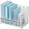 SUPEASY Desk Organizers Metal Desk Magazine File Holder with 5 Vertical Compartments Rack File Organizer for Office Desktop Classroom Home Workspace White