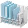 SUPEASY Desk Organizers Metal Desk Magazine File Holder with 5 Vertical Compartments Rack File Organizer for Office Desktop Classroom Home Workspace White