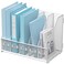 SUPEASY Desk Organizers Metal Desk Magazine File Holder with 5 Vertical Compartments Rack File Organizer for Office Desktop Classroom Home Workspace White