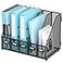SUPEASY Desk Organizers Metal Desk Magazine File Holder with 16x12x12 5 Vertical Compartments Rack File Organizer for Office Desktop Classroom Home Workspace Black Plus