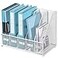SUPEASY Desk Organizers Metal Desk Magazine File Holder with 5 Vertical Compartments Rack File Organizer for Office Desktop Classroom Home Workspace White Plus