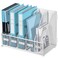 SUPEASY Desk Organizers Metal Desk Magazine File Holder with 5 Vertical Compartments Rack File Organizer for Office Desktop Classroom Home Workspace White Plus