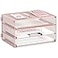 DALTACK 3 Tier Letter Tray Paper Organizer for Desk Mesh Metal Desk File Organizer with Sliding Trays for LetterA4 Paper Mail Bills Folders Pink