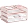 DALTACK 3 Tier Letter Tray Paper Organizer for Desk Mesh Metal Desk File Organizer with Sliding Trays for LetterA4 Paper Mail Bills Folders Pink
