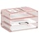 DALTACK 3 Tier Letter Tray Paper Organizer for Desk Mesh Metal Desk File Organizer with Sliding Trays for LetterA4 Paper Mail Bills Folders Pink