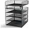 Safco Onyx Hanging Under Desk Organizer 5 Trays Office and Classroom Mailbox Paper and Mail Sorter Steel Mesh Black