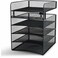 Safco Onyx Hanging Under Desk Organizer 5 Trays Office and Classroom Mailbox Paper and Mail Sorter Steel Mesh Black