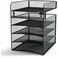 Safco Onyx Hanging Under Desk Organizer 5 Trays Office and Classroom Mailbox Paper and Mail Sorter Steel Mesh Black