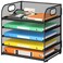 Lavatino 5 Tray Desk File Organizer Black Mesh Paper Sorter Letter Tray Organizer with Handle Desktop File Organizer and Storage for LetterA4 Office File Folder