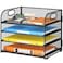 Lavatino Paper Organizer for Desk 4Tier Desk Organizer Tray Mesh Desktop File Organizers with Handle Office Classroom Organization and StorageBlack