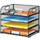 Lavatino Paper Organizer for Desk 4Tier Desk Organizer Tray Mesh Desktop File Organizers with Handle Office Classroom Organization and StorageBlack