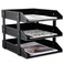 KINGFOM Letter Tray Leather Paper Organizer Tray Wooden Desk File Holder Desktop File Stackable Magazine Holder Mail Sorter Great for Home or Office 3 Level Black