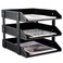 KINGFOM Letter Tray Leather Paper Organizer Tray Wooden Desk File Holder Desktop File Stackable Magazine Holder Mail Sorter Great for Home or Office 3 Level Black