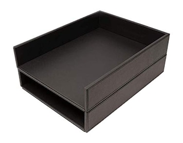 Castle Armory by Leatherette Two Stackable Paper Trays Desk Organizer Clutter Organizer for Home Office Personal and Employee Files Two Paper Trays Stackable