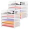 SUPEASY 2 Pack 5Tier White Desk Organizer with Handle Mesh Desk FilePaper Organizer Letter Tray for Office School and Home Easy Installation