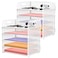 SUPEASY 2 Pack 5Tier White Desk Organizer with Handle Mesh Desk FilePaper Organizer Letter Tray for Office School and Home Easy Installation