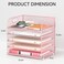 Lavatino 5 Tray Paper Organizer Letter Tray with Handle Mesh Desk File Organizer Paper Sorter Organizer for Office Home or School File Folder Holder Pink