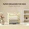 Supeasy 5 Trays Paper Organizer Letter Tray with HandleMesh Desk File Organizer Paper Sorter Desk Organizer for Office Home or School Golden