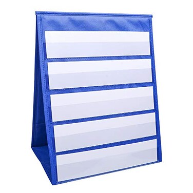 Wiwaplex Double Sided Desktop Pocket Chart 17 x 13inch SelfStanding Tabletop Desktop Pocket Chart with Bonus 20 Dry Erase Cards for ClassroomHomeOffice
