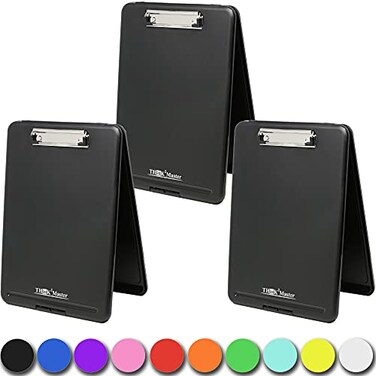 Think2Master 3 Pack Black Plastic Storage Clipboard 25 Heavier Sturdier Heavy Duty and Wont Flex Like Other Brands Compare The Weight Storage Compartment Holds 150 Letter Sized Paper