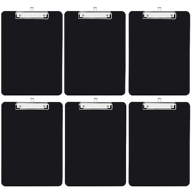 Yepphetco Plastic Clipboards 6 Packs A4 Size Clip Boards Paper Clips Nursing Clipboard Paper Clip Holder Writing Board Document Holder Black