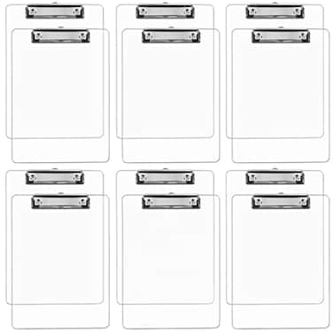 Office Solutions Direct Plastic Clipboards Set of 12 Transparent Clipboard Clear Strong 125 x 9 Inch Holds 100 Sheets Acrylic Clipboards with Low Profile Clip Bulk Back to School Supplies for Teachers