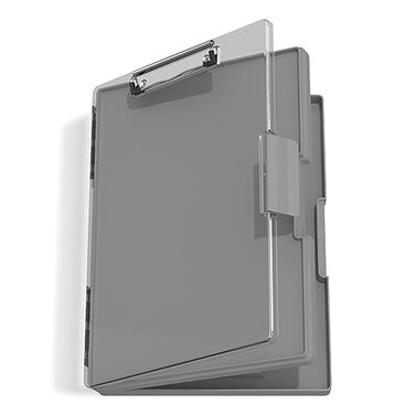 Hongri Clipboard with Storage Grey 85 x 11 Folder Nursing Side Opening Heavy Duty with Dual Compartment Dry Erase Clear Cover Smooth Writing for Teachers Classroom Office School Supplies