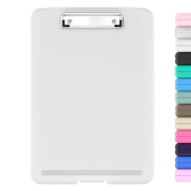 Hongri Clipboard with Storage 85 x 11 Nursing Clip Board Foldable Storage for Nurses Lawyers Students Classroom Office School Size 134 x 94 X 09 in Matte Clear