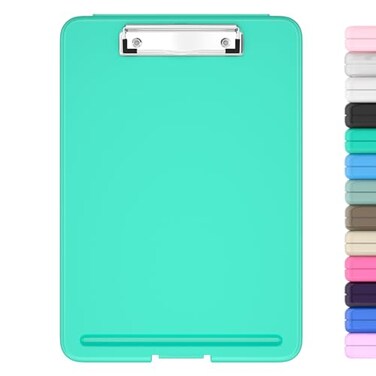 Hongri Clipboard with Storage 85 x 11 Nursing Clip Board Foldable Storage for Nurses Lawyers Students Classroom Office School Size 134 x 94 X 09 in Teal