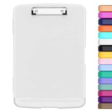 Hongri Clipboard with Storage with Pen Holder Folder Nursing Clip Board 85 x 11 FoiloSide Opening High Capacity Light Weight for Teachers Classroom Size 14 x 96 x 12 inWhite
