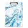 WAVEYU Blue Clipboard Cute clipboard Letter Size Clipboard with Low Profile Clip Retractable Key Hole for Hanging Paperboard for Office Teal Marble 125x9