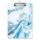 WAVEYU Blue Clipboard Cute clipboard Letter Size Clipboard with Low Profile Clip Retractable Key Hole for Hanging Paperboard for Office Teal Marble 125x9