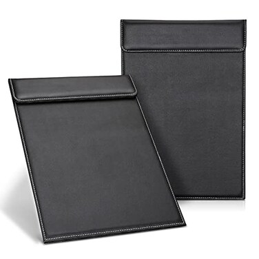GORESE 2 Pack A4 Letter Size Clipboards Black Faux Leather Low Profile Magnetic Clip 9 x 125