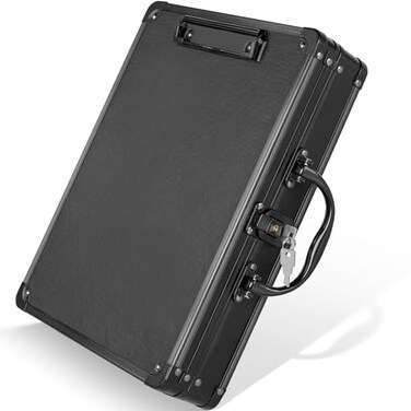 Sooez Key Lock Clipboard Storage Box Heavy Duty Clipboard with Storage Metal Locking Box with Handle Lock Box Maximum Security Holds Letter Size Paper 125 x 95 inch Black