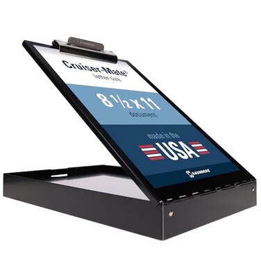 Saunders CruiserMate Black Aluminum Clipboard with Storage Dual Tray Nursing Folio HIPAA Compliant Medical Chart Holder Heavy Duty Recycled Metal SelfLocking Latch Made in USA