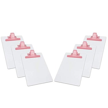 Acrimet White Clipboard Memo Size A5 9 116 x 6 516 Premium Metal Clip Hardboard Pink Color Clip 6 Pack