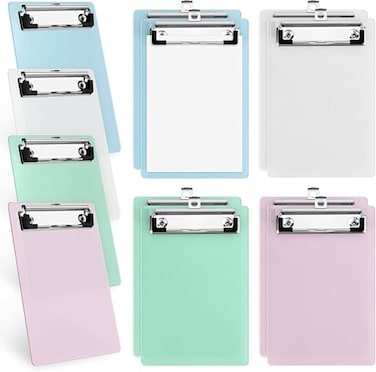 Pralb 12 PCS Mini ClipboardsPretty Cute Memo Size Pocket Clip BoardsPlastic Colorful 47x7 inchMini Colourful Transparent Mixed A6
