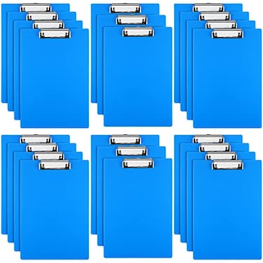 Chinco 22 Pieces Plastic Clipboards Multi Pack Hanging Low Clip Clipboards Letter Size Cute Portable Clip Board for Teacher Classroom Office SuppliesBlue Style
