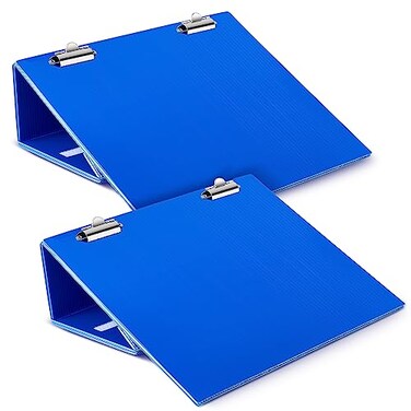 Nuanchu 2 Pcs Folding Slant Board for Writing 14 x 12 Inch Large Slanted Clipboard Adjustable Tilted Writing Boards Sloped Surface to Improve Handwriting Legibility Endurance Blue