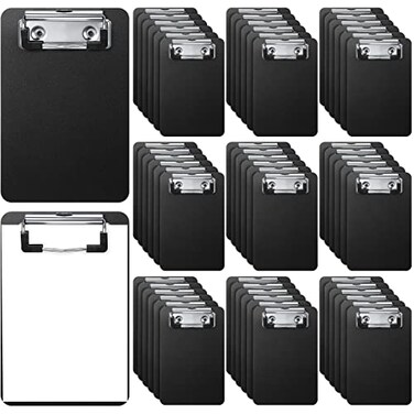 Zhehao 60 Pack Bulk Mini Clipboards 4 x 6 Inch Memo Small Clipboards Plastic Check Presenters for Restaurants Pocket Small Notepads Receipts Tickets for Office Cafe Shopping ListBlack