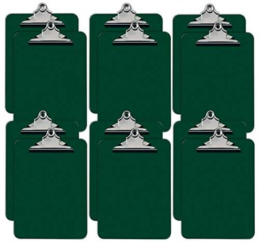 Better Office Products Green Plastic Clipboards 12 Pack Durable 125 x 9 Inch Standard Metal Clip Green Set of 12