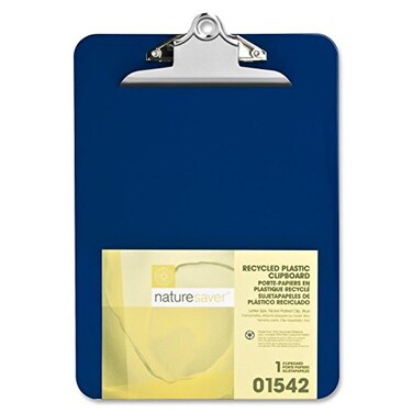 Nature Saver 01542 Plastic Clipboard Recycled 1Inch Cap 9Inch x12Inch Blue